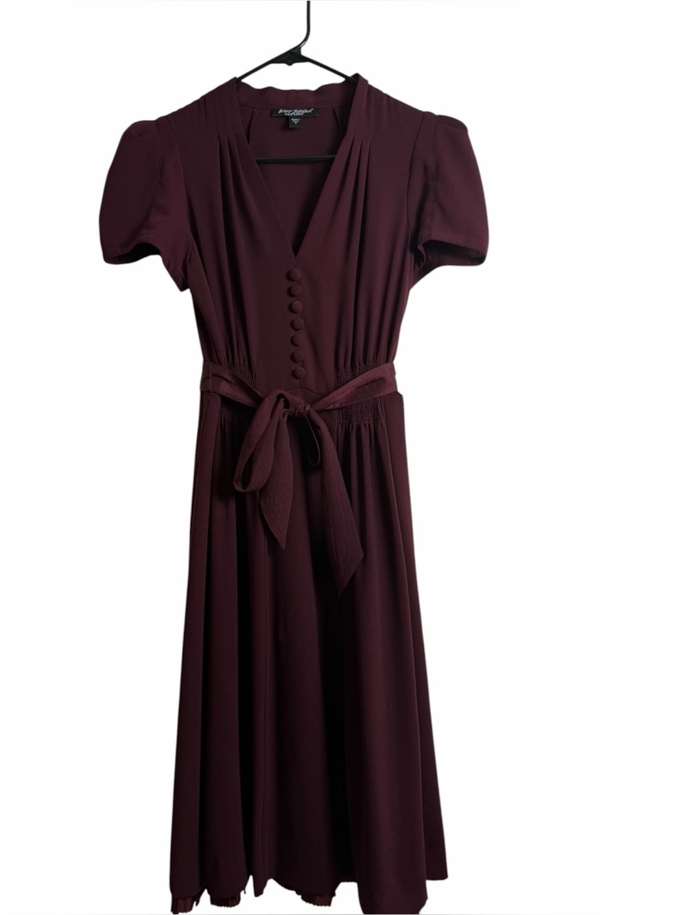 Vintage Betsey Johnson Burgundy Maxi Dress Puff Sleeve Romantic Y2K - Picture 4 of 9